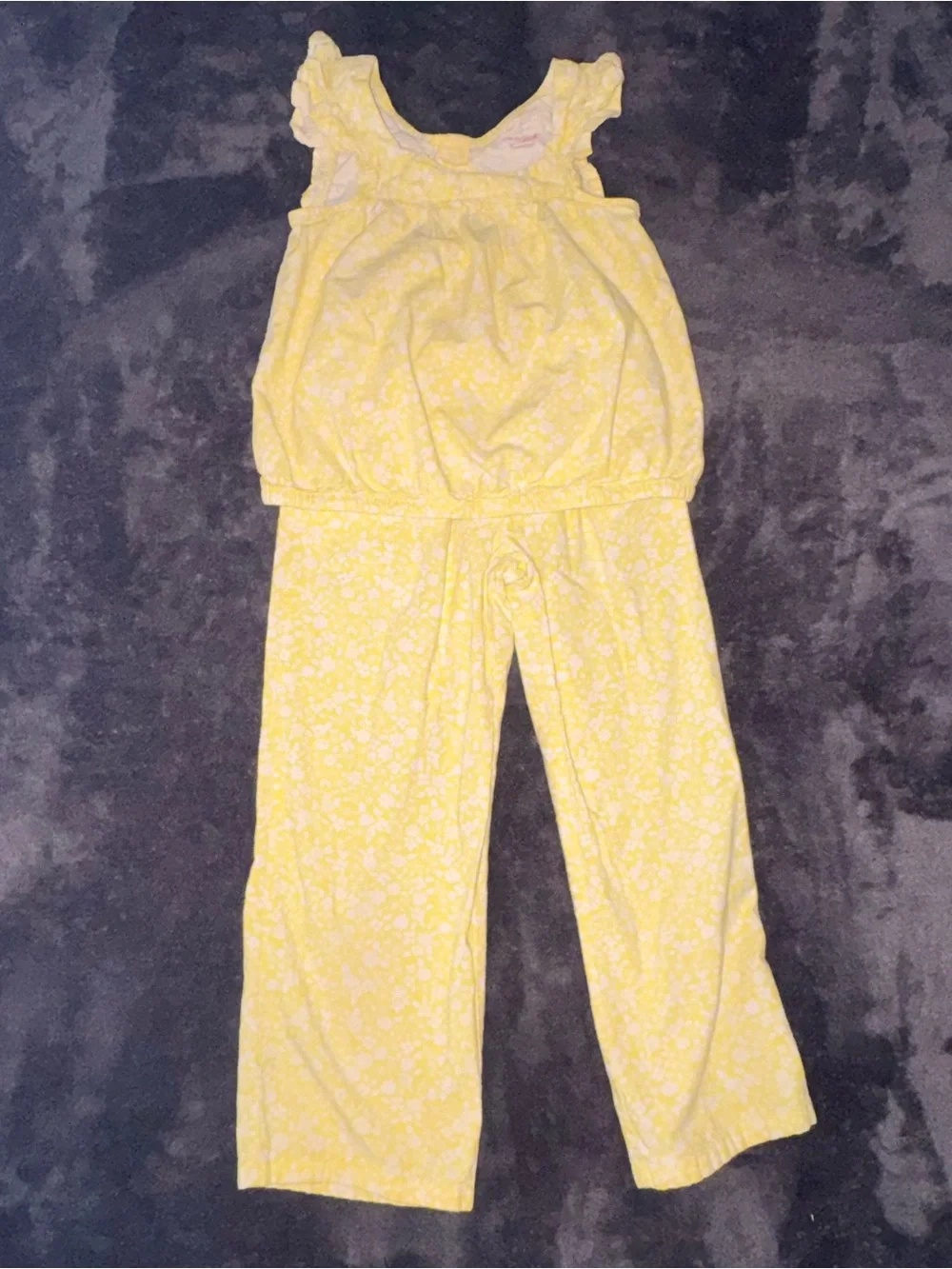 Girls Yellow 2 Piece Tank Top & Pants Floral Cat & Jack Outfit size 5/6